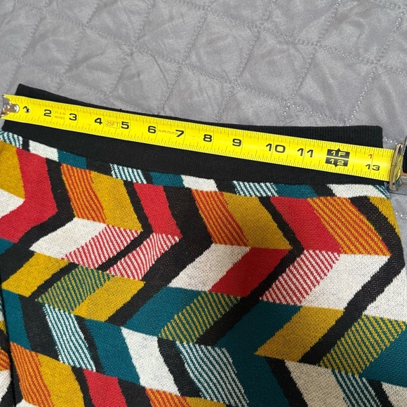 Anthropologie Maeve Size XS Multicolor Geometric Knit Knee Length Sweater Skirt - Picture 14 of 16